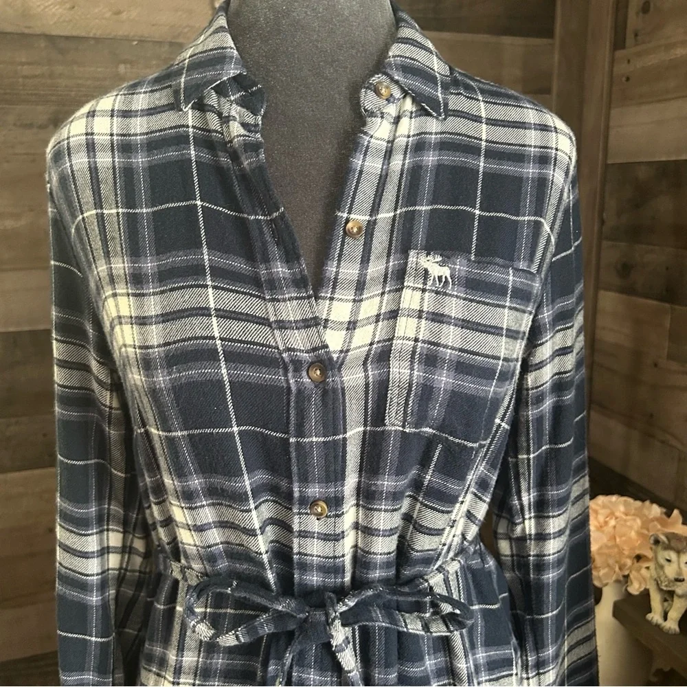 Abercrombie & Fitch Blue Plaid Long Sleeve Dress - Picture 2 of 9